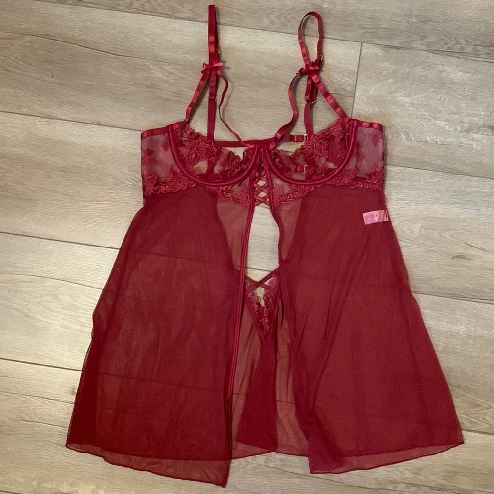 NEW Strappy Burgundy Teddy